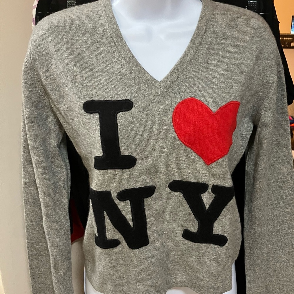 I ❤️ NY V Neck Cashmere Sweater by Fake London   (I Love New York)